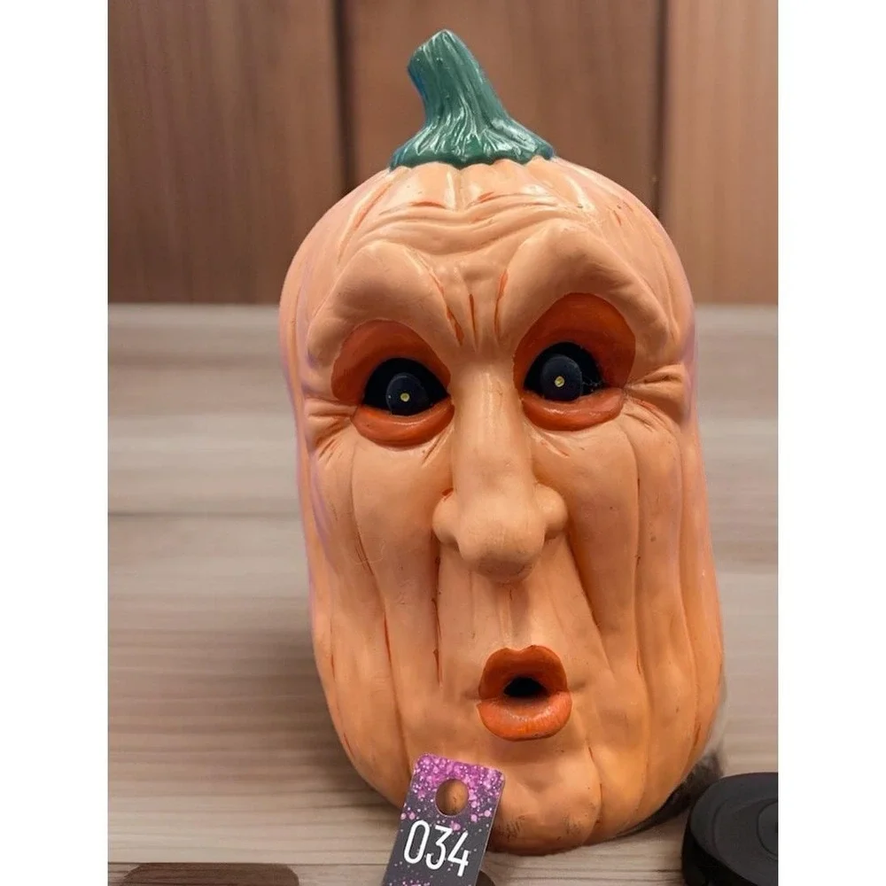 VTG Ceramic Light Up Pumpkin Scary Face‎ Jack-O-Lantern Halloween 12 Needs Light